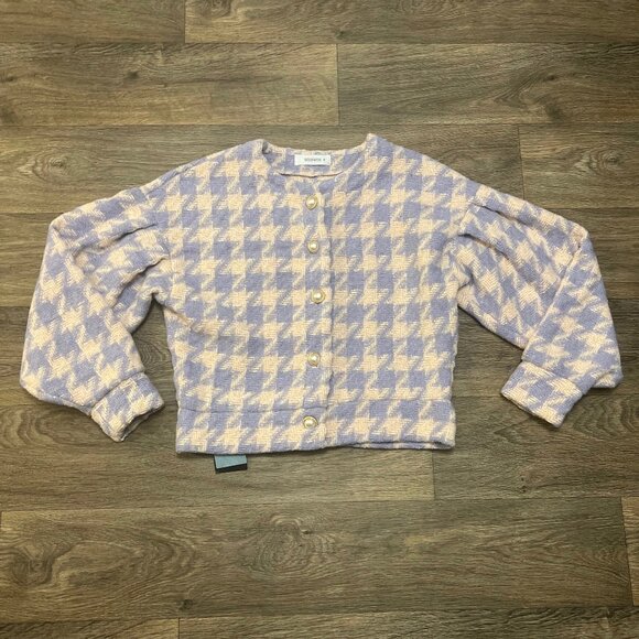 NEW Storets Lori Houndstooth 2 Piece Set Size Small Purple Wool Skirt Jacket NWT - Picture 7 of 14